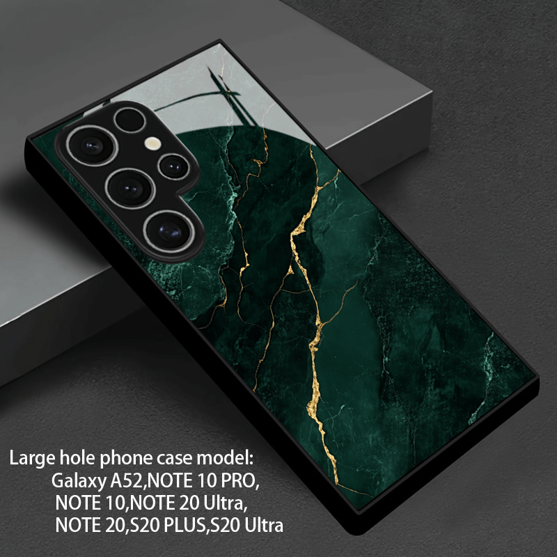 TEMU Phone Case - [2d Flat] Dark Green Golden Pattern Phone Case Suitable For Galaxy A56 A36 A55 A35 A06 A05 A14 A24 A34 A54 A16 A05s A25 A15 A33 A53
