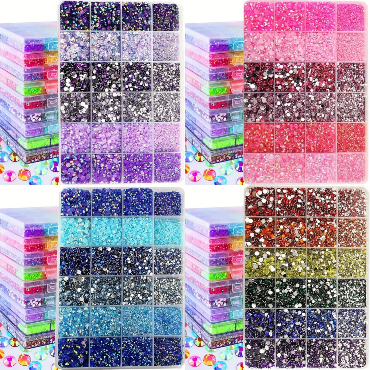 

20000pcs Mixed Size Kit - Unscented Nail Art Charms, Jelly Diamonds, Transparent Resin Drills 2/3/4/5mm, Diy Nail For Decoration On Clothes, Hats, Shoes, Bottles