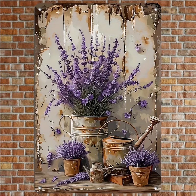 TEMU 2d Flat, An Vintage Wooden Lavender Decorative Sign- Floral Wall Art, Wooden Decorative Sign, Suitable For Home, Bar, Garage- Multifunctional,