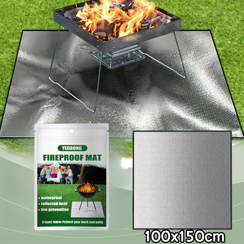 

1pc Fireproof Mat, Bbq , Pad For Pit, , - Protects &