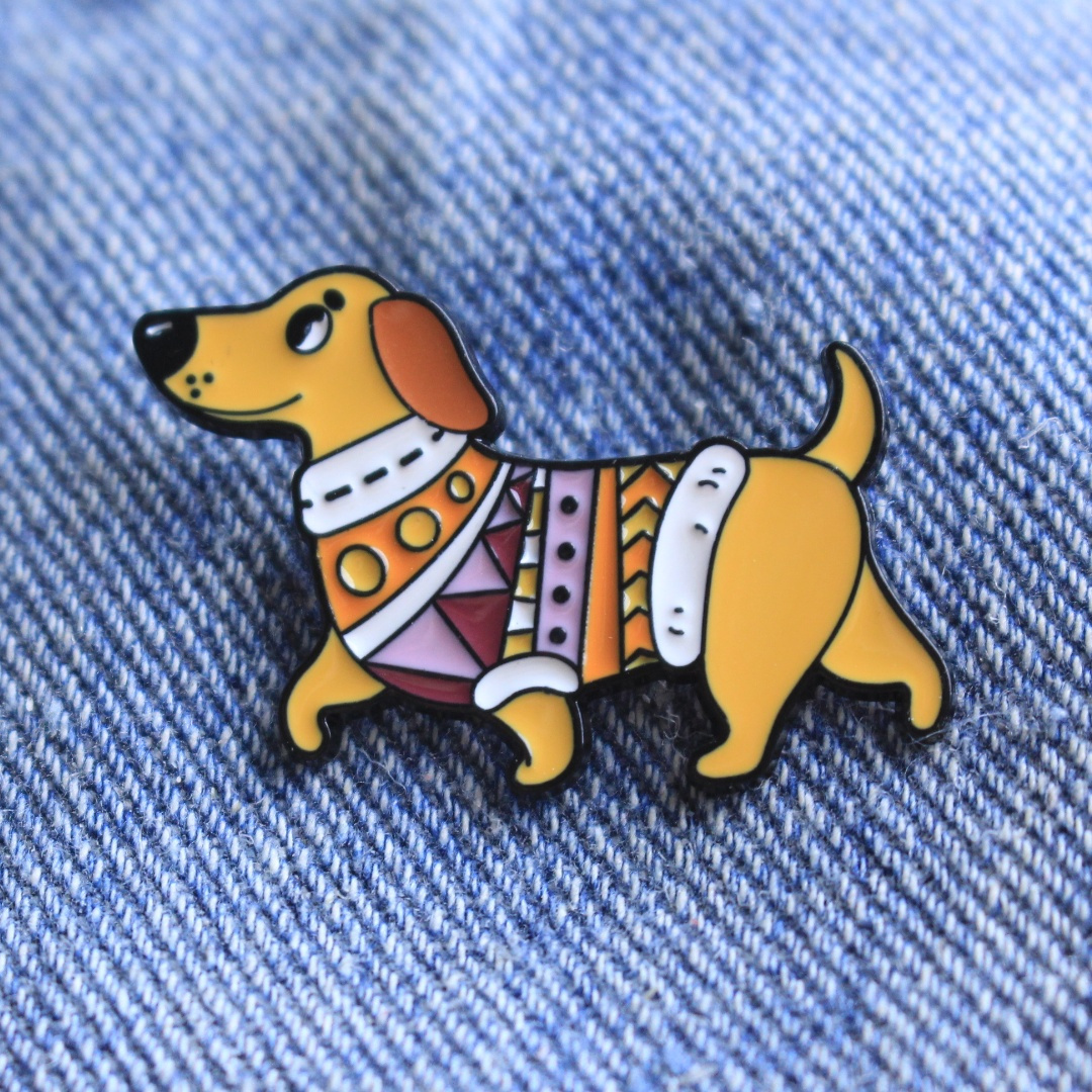 

Colorful Cartoon Dog Enamel Pin Brooch, Alloy Lapel Pin, For Fashionable Denim And Clothing, Accessory, Versatile