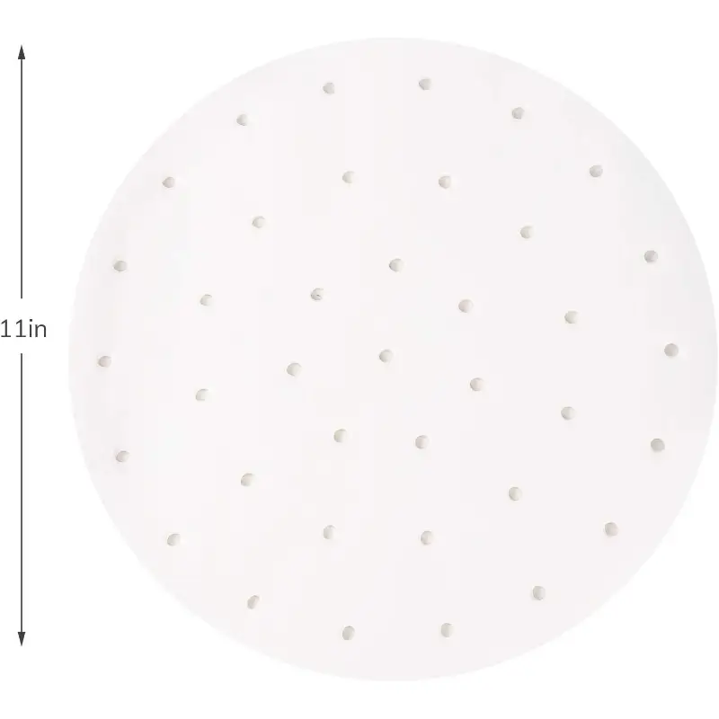 200pcs 11 inch disposable white perforated parchment paper sheets for air fryer & steaming basket - , heat-resistant, easy , baking, roasting, and steaming, air fryer accessories, , perforated design, heatresistant material Product details 1