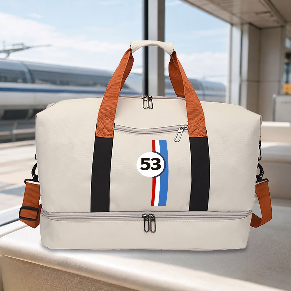 TEMU Sac fourre-tout 1 pièce Herbie #53 Voiture de course - Sac de sport vintage avec poche latérale zippée, porté épaule/main convertible, convient
