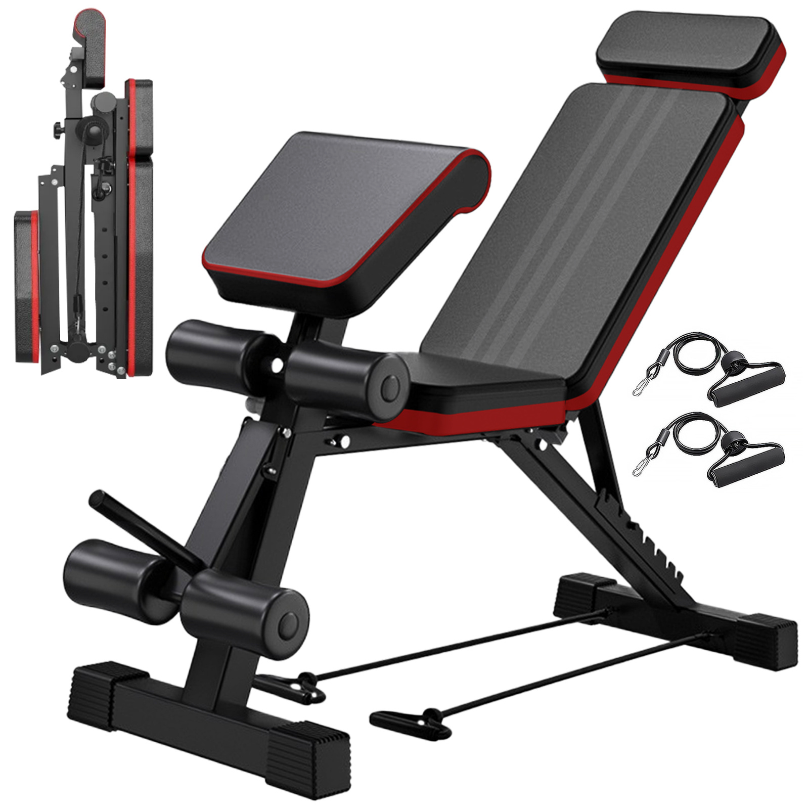 7-level Adjustable And Foldable Weight Bench With Extended Headrest And Leg Extension, Dumbbell Bench, Incline Bench For Full Training, Max Weight 1000 Lbs