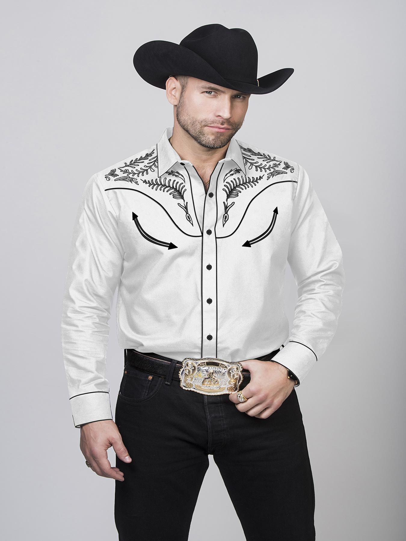 mens western cowboy shirt embroidered long sleeve cotton - Temu