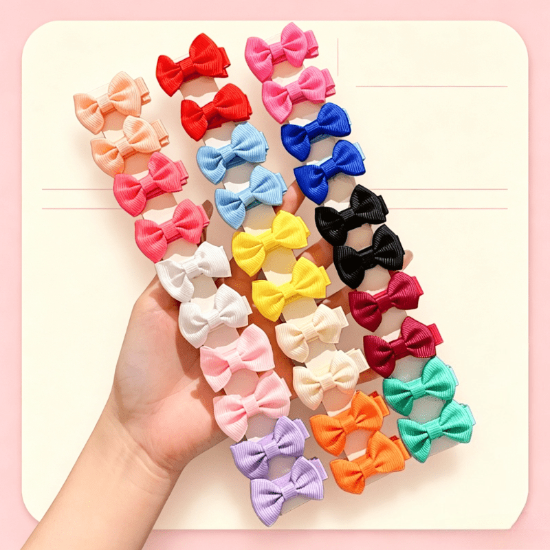 TEMU 19pcs Set Of Colorful Bow Hair Clips For Women – Non-slip Cute Hair Clips, Stylish Polyester Fiber Headwear, Suitable For Daily Wear, Party