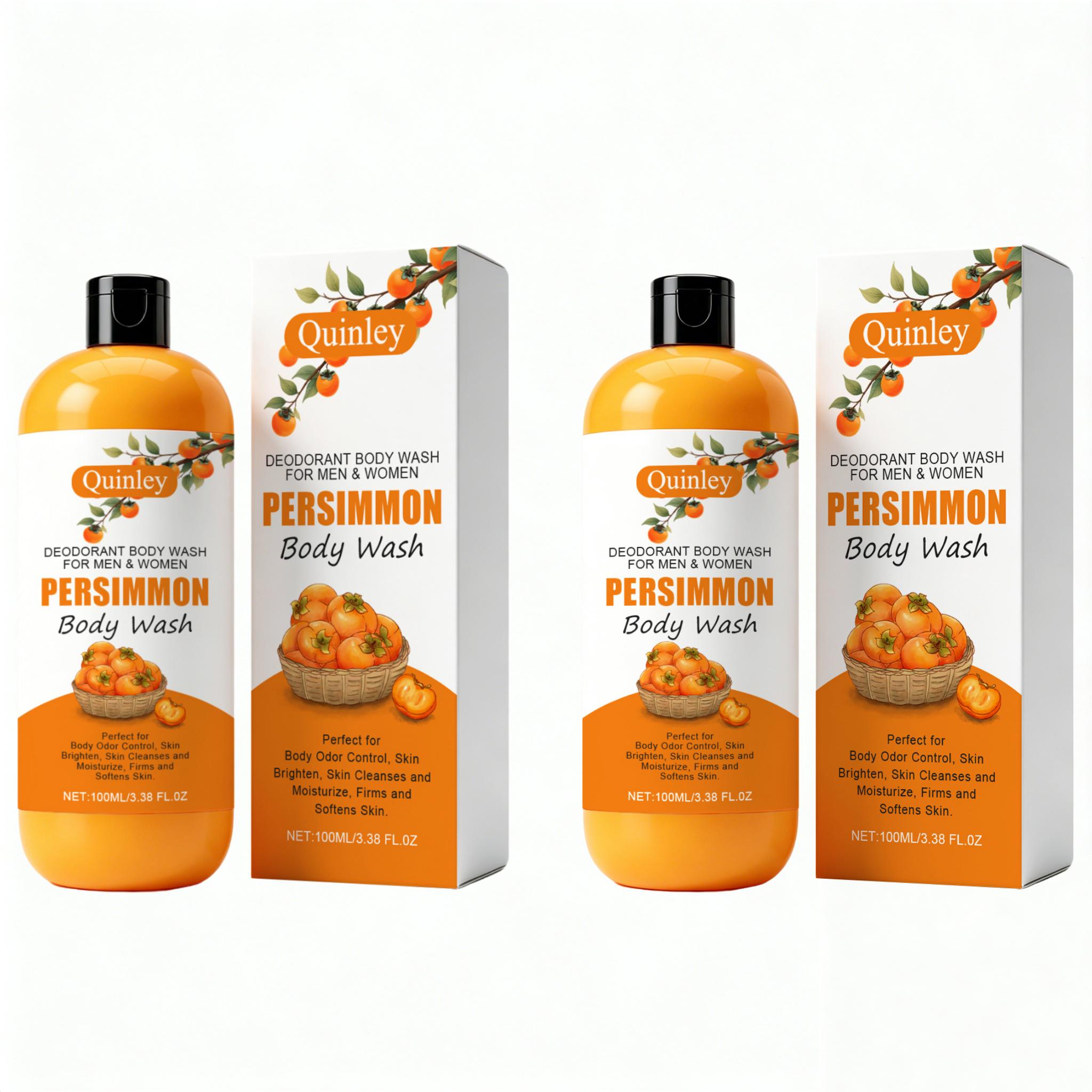 TEMU New Product, 2pcs, Persimmon Cleansing And Deodorizing Shower Gel, Contains Lavender, Rosemary, And Persimmon Extracts, And Refreshing Shower