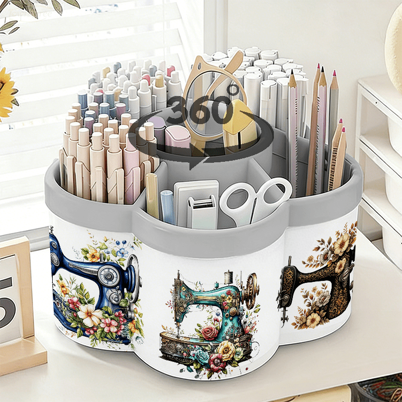 TEMU Porte-stylo rotatif et boîte de rangement cosmétique | Autocollant décoratif d'horlogerie à aiguille vintage - Boîte de rangement de bureau
