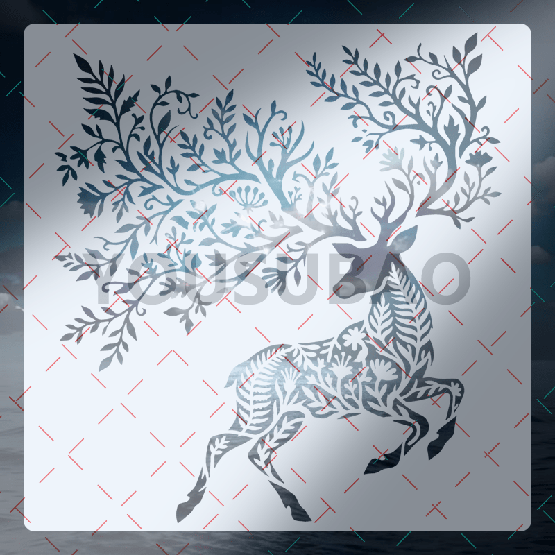 TEMU Deer Stencil 1pc Reindeer With Floral Antlers Nature Animal Silhouette Painting Template For Wall Floor Fabric Paper Journal Card Making Home