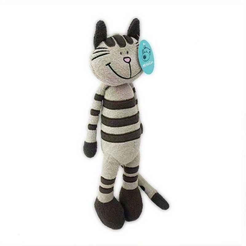 TEMU Cute Black And White Kitten, Super Soft Plush Striped Cat, Blue Details, Fluffy Texture And Design, Home, Photography Props, Unique Gifts, Comfortable Room