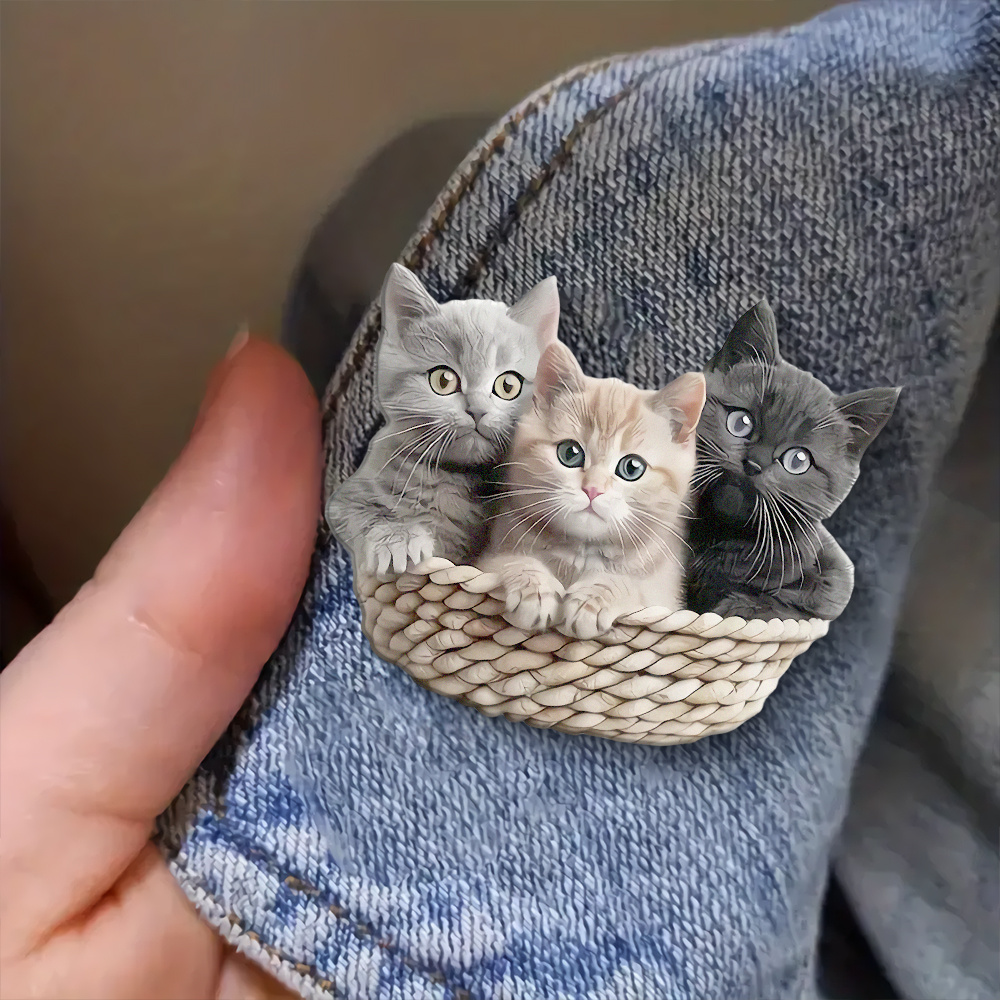 TEMU 1pc Creative Brooch, 3 Kitten Brooches, Suitable For Men's And Women's Suit Brooches, Sweater Scarf Coat Accessories