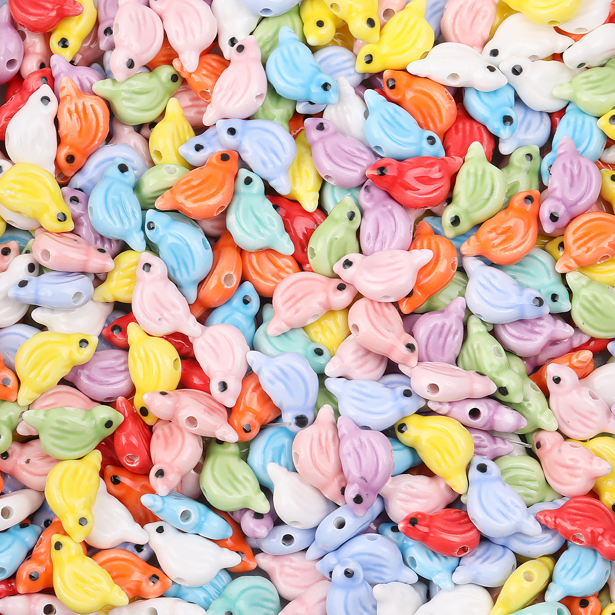 18pcs Vintage Bird-Shaped Ceramic Beads for DIY Jewellery