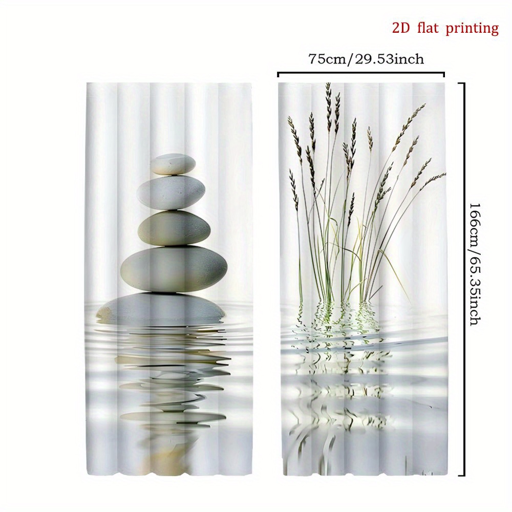 TEMU 2 piezas de cortinas de piedras zen y reflexión de agua - Elegantes cortinas de poliéster semi-transparentes con impresión 2D, ideales para