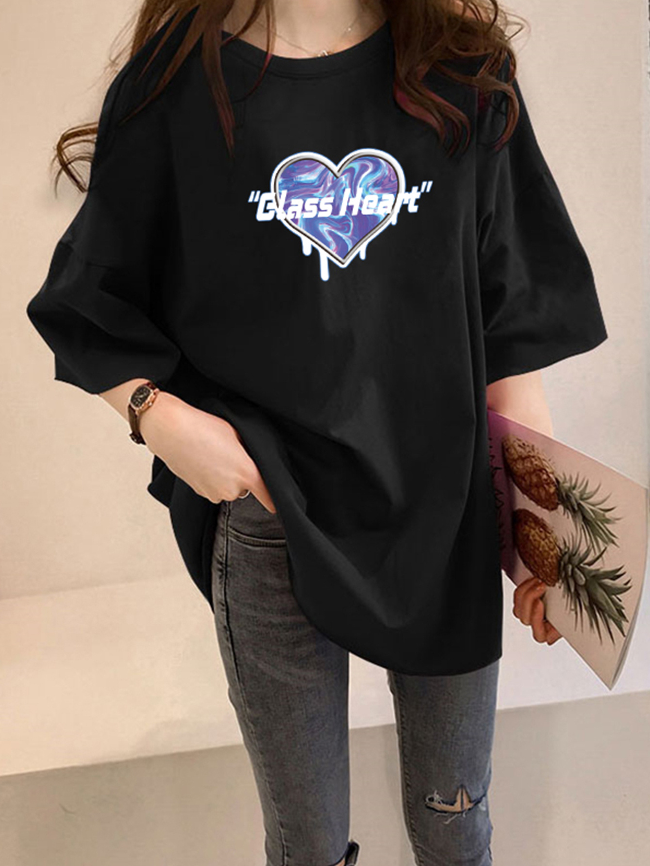 camiseta de de elegante para mulheres de tamanho cor levemente