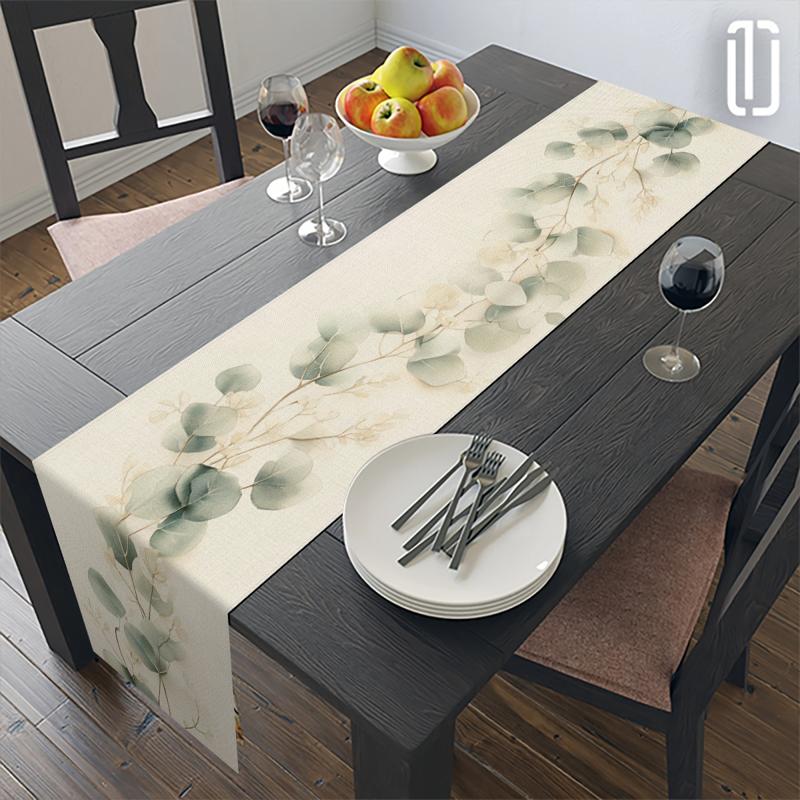 E-shop Eukalyptus - Tischläufer mit Muster für Zuhause, Esszimmer, Tischflagge, Tischdecke mit Muster, 2D-Druck, geeignet für Tisch- und