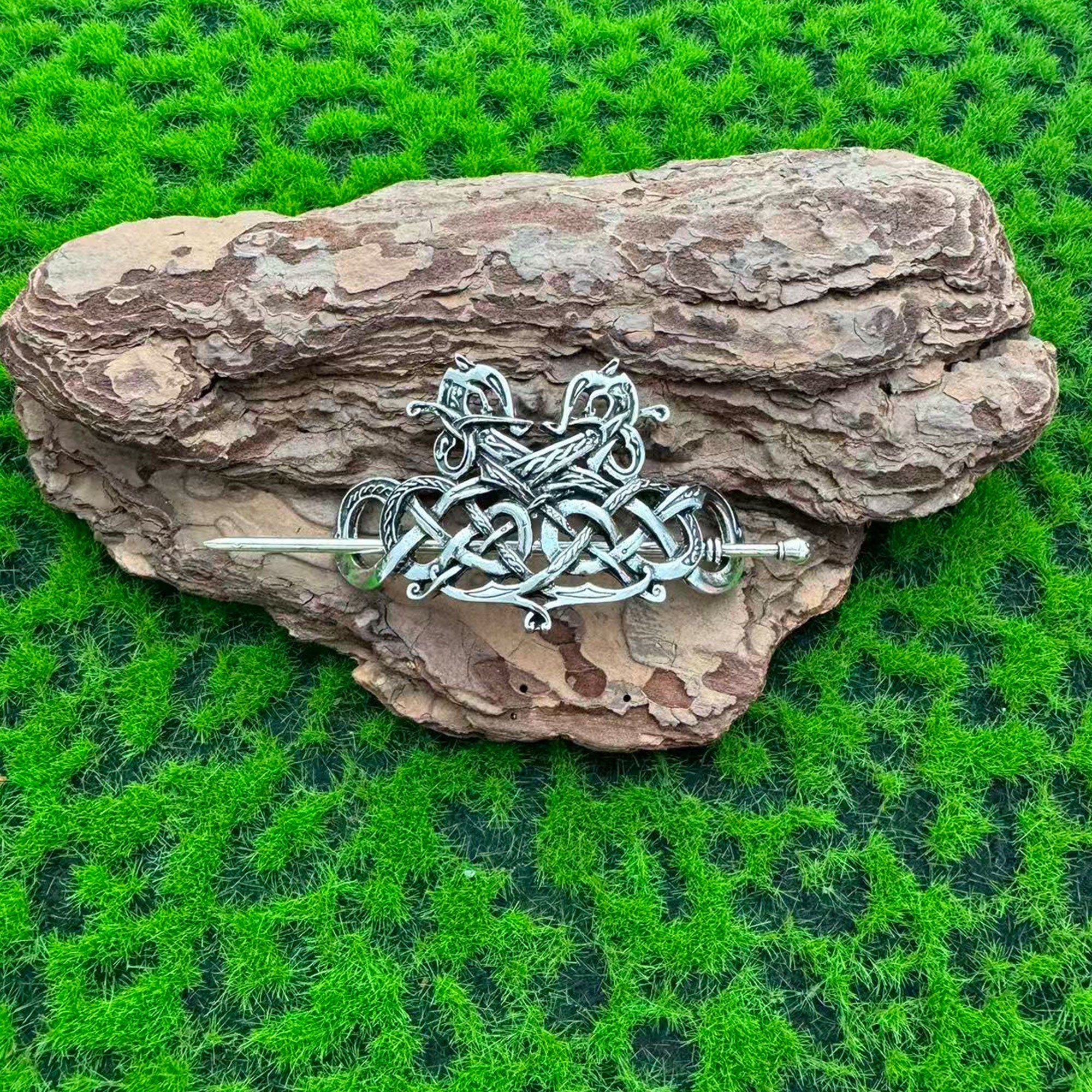 Viking Vintage Double Dragon Celtic Knot Hairpin