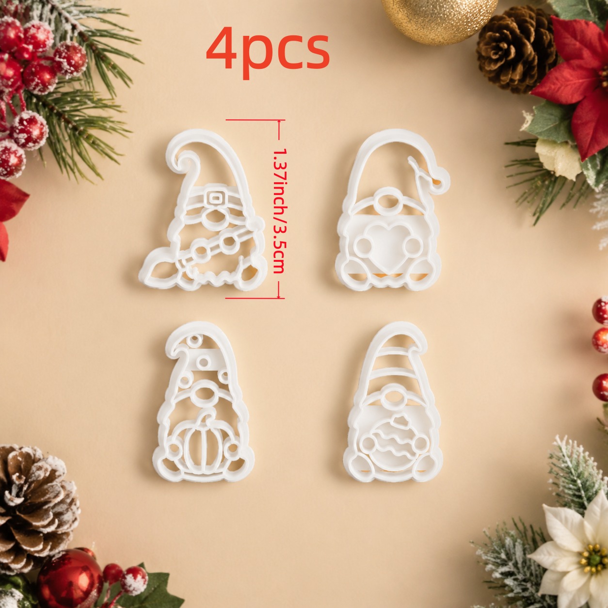TEMU Set da 4 stampi per modellare in pasta polimerica a forma di con , a cuore, a zucca, con palla di Natale, stampi per argilla per festivit� come