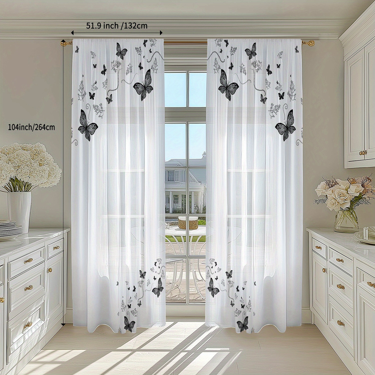 TEMU A Set Of Two, Made From Materials, Featuring A Stylish And Delicate Semi-transparent Polyester Fabric. Suitable For Window Decoration In Any