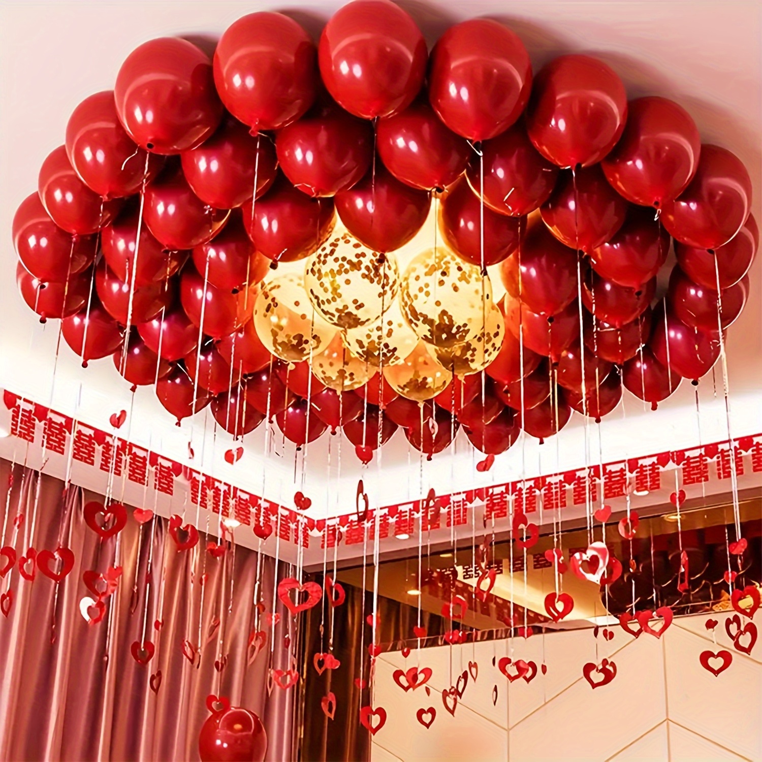 

52pcs/set Décoration de Fête à Thème Saint-Valentin Ballons en Film d'Aluminium Flexible Double Couche Pendentif d' Décoration Convient pour la Saint-Valentin Décoration de Demande en Mariage Ballons