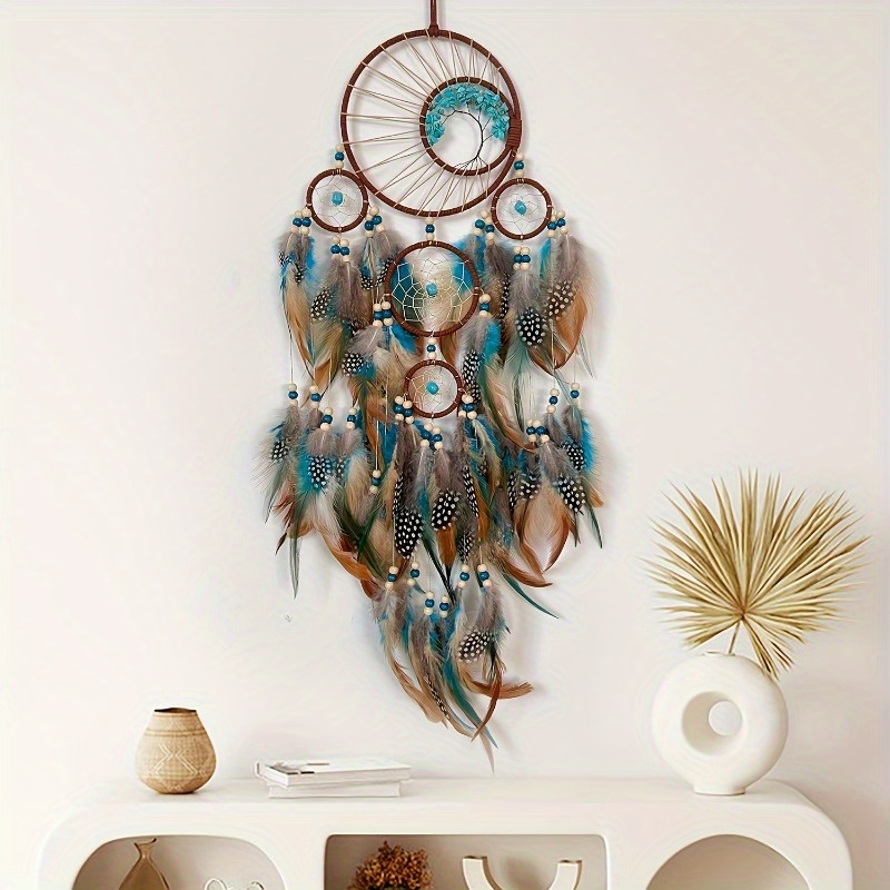 handmade feather green brown
