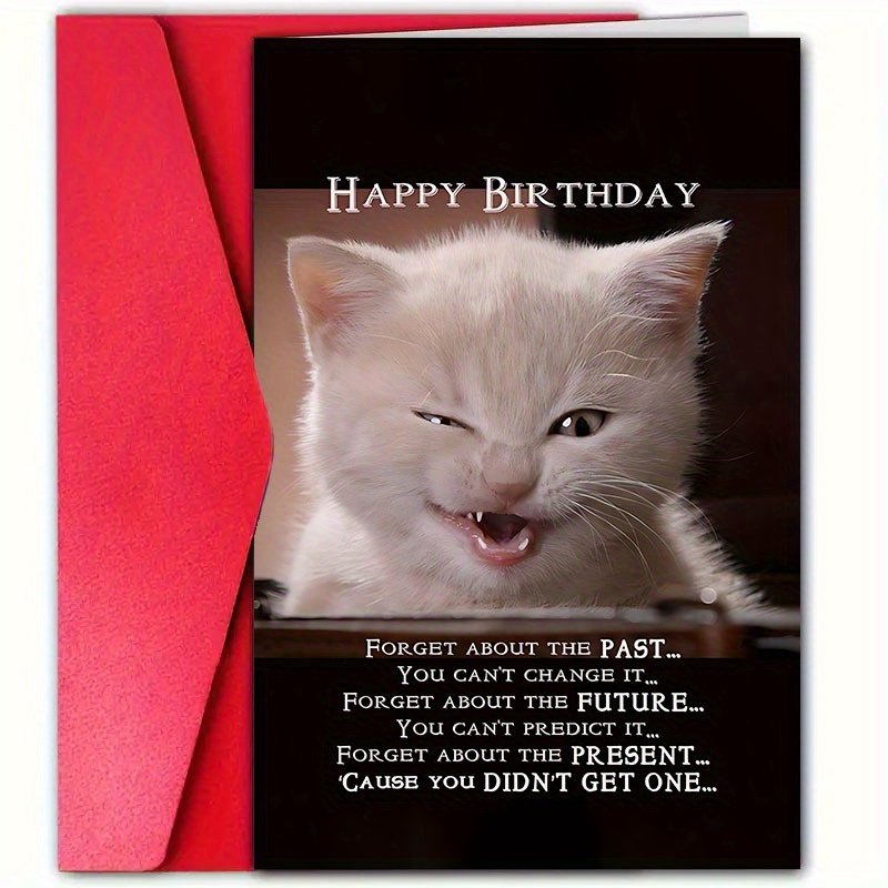 

1pc Kitten Birthday Greeting Card With Envelope, 12cm*18cm, Lover Wishes, Unique Paper Card For Pet Owners, Friends, , - Funny Super Birthday Card