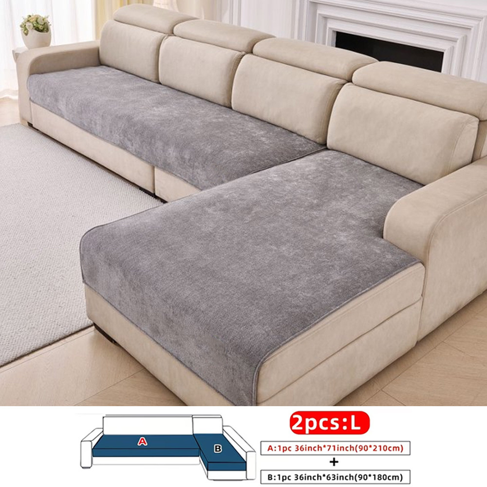 2pcs High-quality Velvet Sofa Cover Set - Pet-friendly, Universal Anti-slip Sofa Cushion, Suitable Decorating And Protecting L-shaped Chaise Sofas, In A Of Colors And Sizes