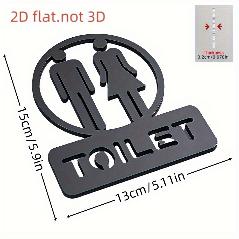 TEMU Targa per porta del bagno 2D piatta, realizzata in materiale durevole, facile da installare superfici, adatta per uso condiviso da e donne, per