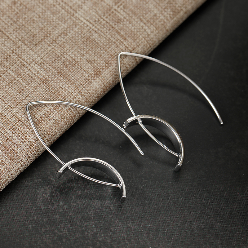 Retro Silver Long Geometric T-shaped Pendant Earrings