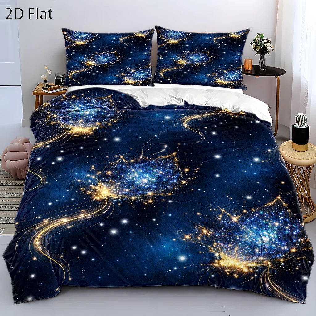 TEMU 3pcss Dream Starry Sky Duvet Cover Set, 3pcss Bedding (1* Duvet Cover   2* Pillowcases), Suitable For And Machine Washable, Invisible Zipper