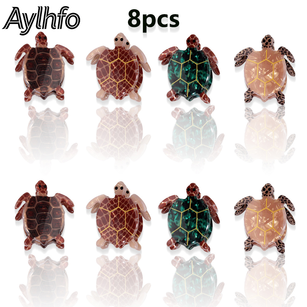 TEMU Aylhfo 8pcs Cute Turtle Hair Claw Clips Set, New Acetate Material Non-slip Mini Jaw Clips For Thin Hair, Hair Additions For, Ideal For Summer