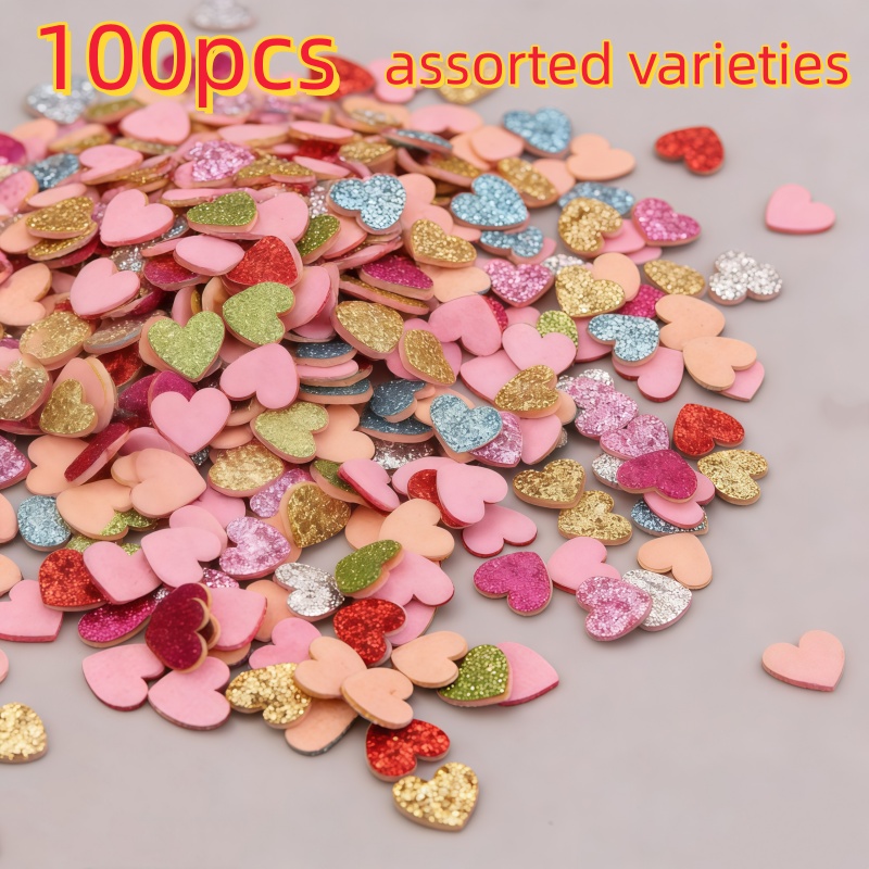 E-shop 100 Stk. herzförmige Glitzer-Filz-Zubehörteile für DIY-Schleifen-Haarspangen, Blumendekoration
