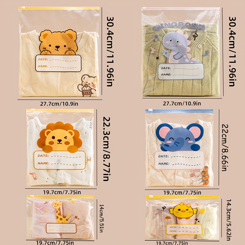 TEMU 12pcs Cartoon Printed Zippered Garment Bags Set, Travel Storage Bags, Clothing Organizer Bags, Garment Protector Bags, Luggage Organizer Bags