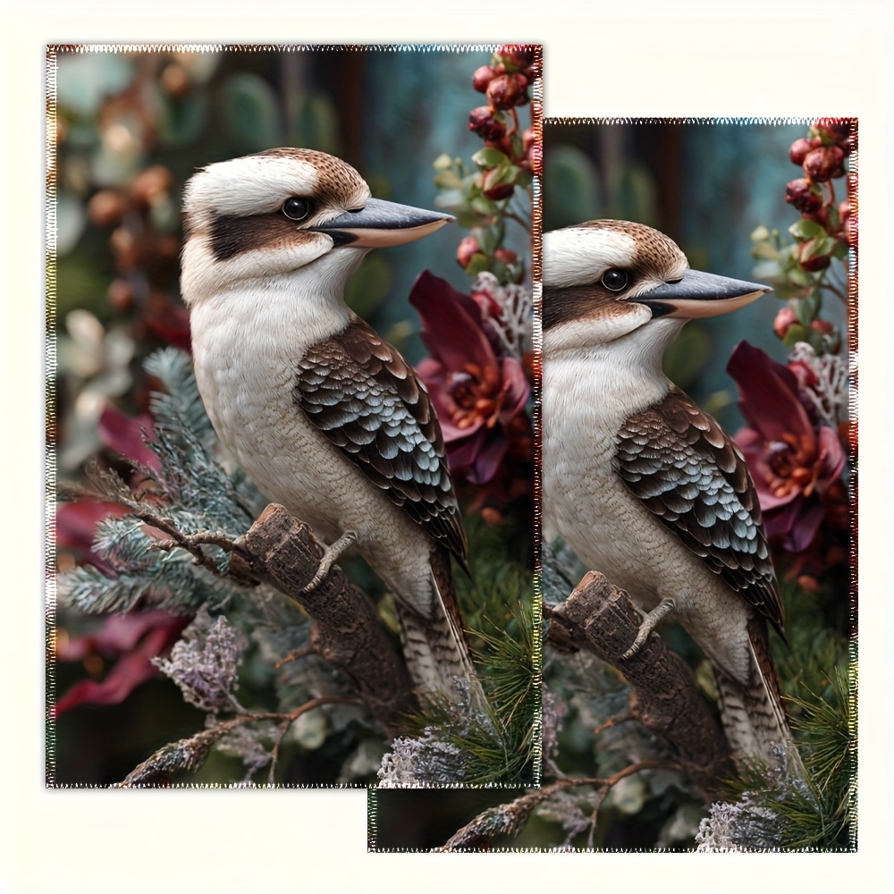 TEMU Of 2, Laughing Crane Eagle, Australian Birds, , Christmas Kitchen Towels - 16x24 Inches, Single-sided Printed Polyester Dishcloths With Vibrant
