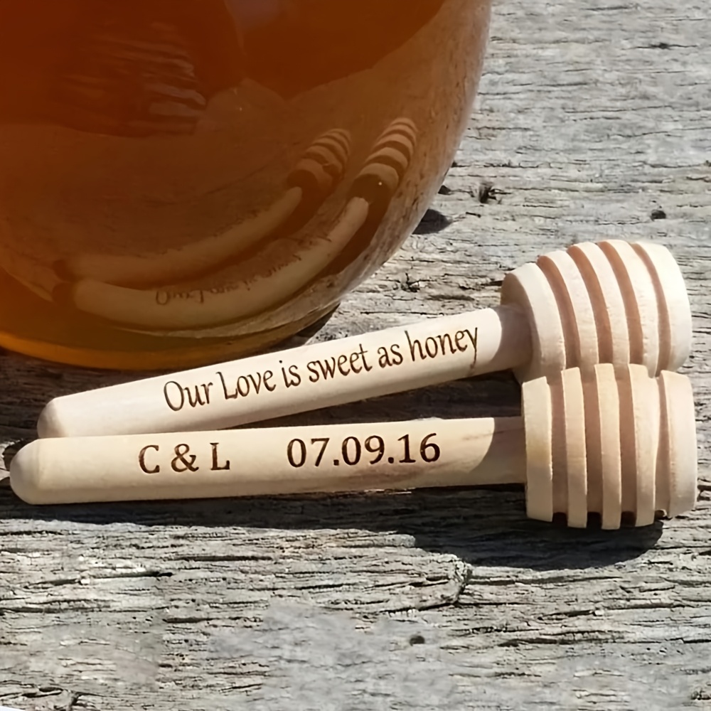 TEMU 20 Cucchiai per Miele in Legno Personalizzati Regali di Nozze Personalizzati Souvenir per Feste in Legno per Barattoli di Miele 10Cm