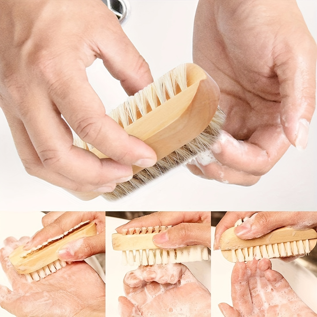2pcs Double-Sided Nail Brush Set with Adhesive Hook