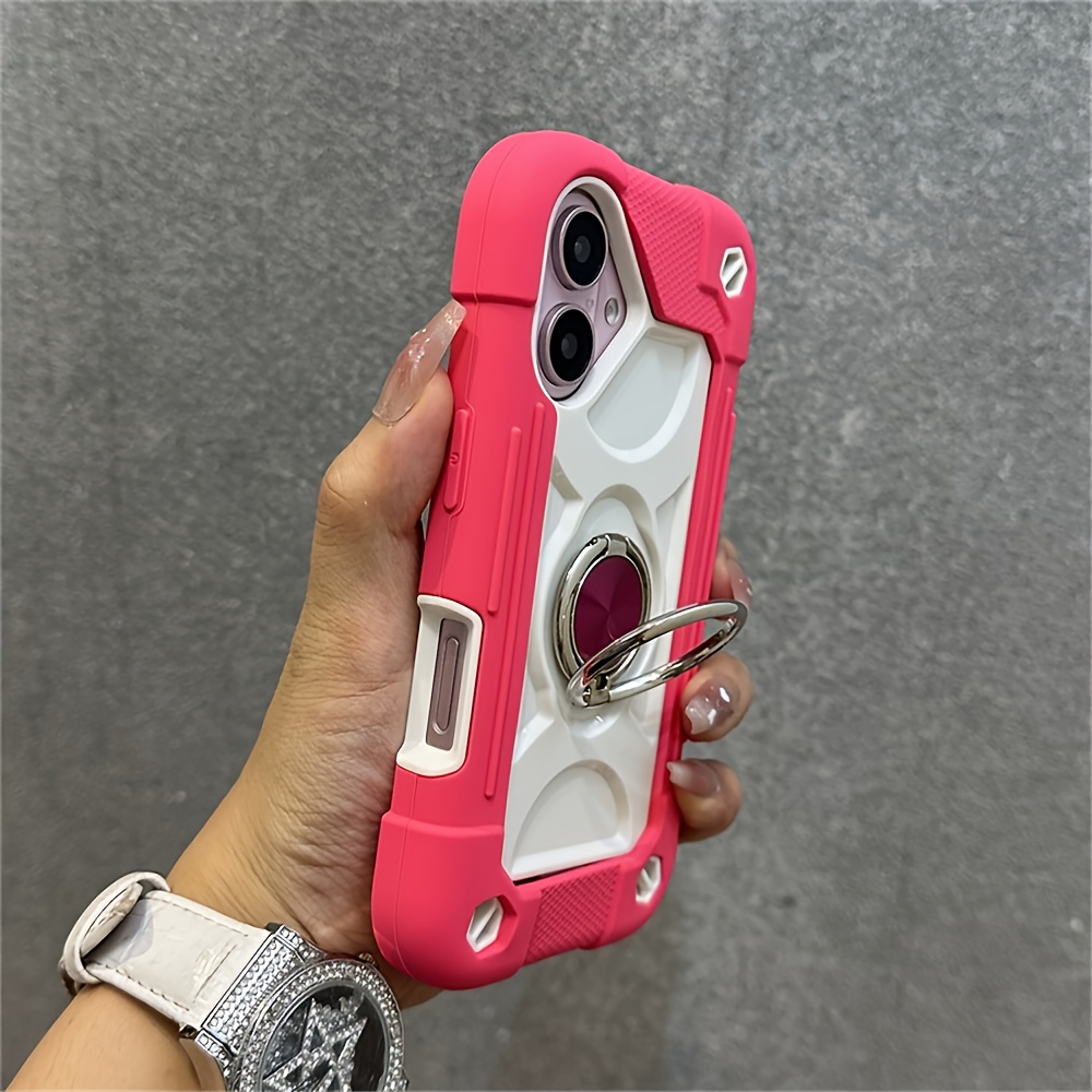 Image of Phone Case - Tough Protective Case Designed For Iphone 17, 16, 15, 14, 13, 12, And 11 Pro , Featuring A 360° Rotating Ring Stand And Full-body Drop Resistance In A 3-in-1