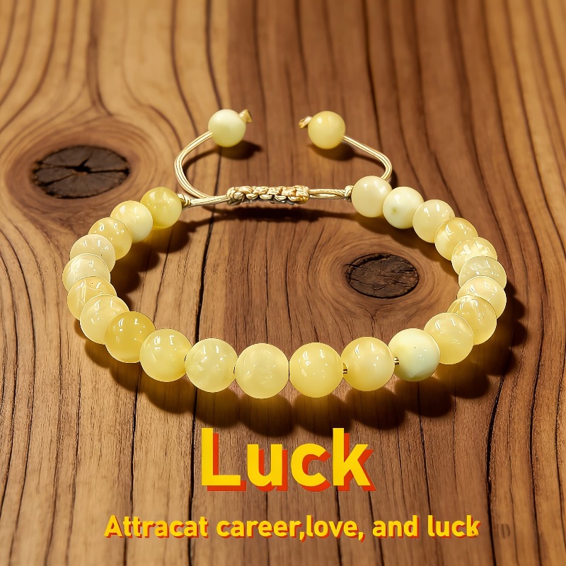 TEMU 1pc Natural Topaz Bracelet - Adjustable Bohemian Style, Birthstone Gift, Suitable For Career Success And Love, Birthday/valentine's Day/mother's