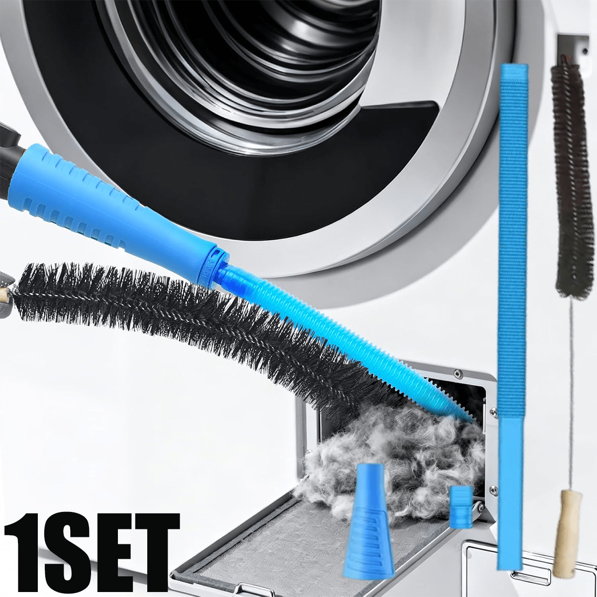 TEMU Dryer Vent Cleaning Kit With A Vacuum Hose And Brush Set, Designed For Most Vacuum Cleaners, Includes Tools For Cleaning Dryer Vents And A Lint