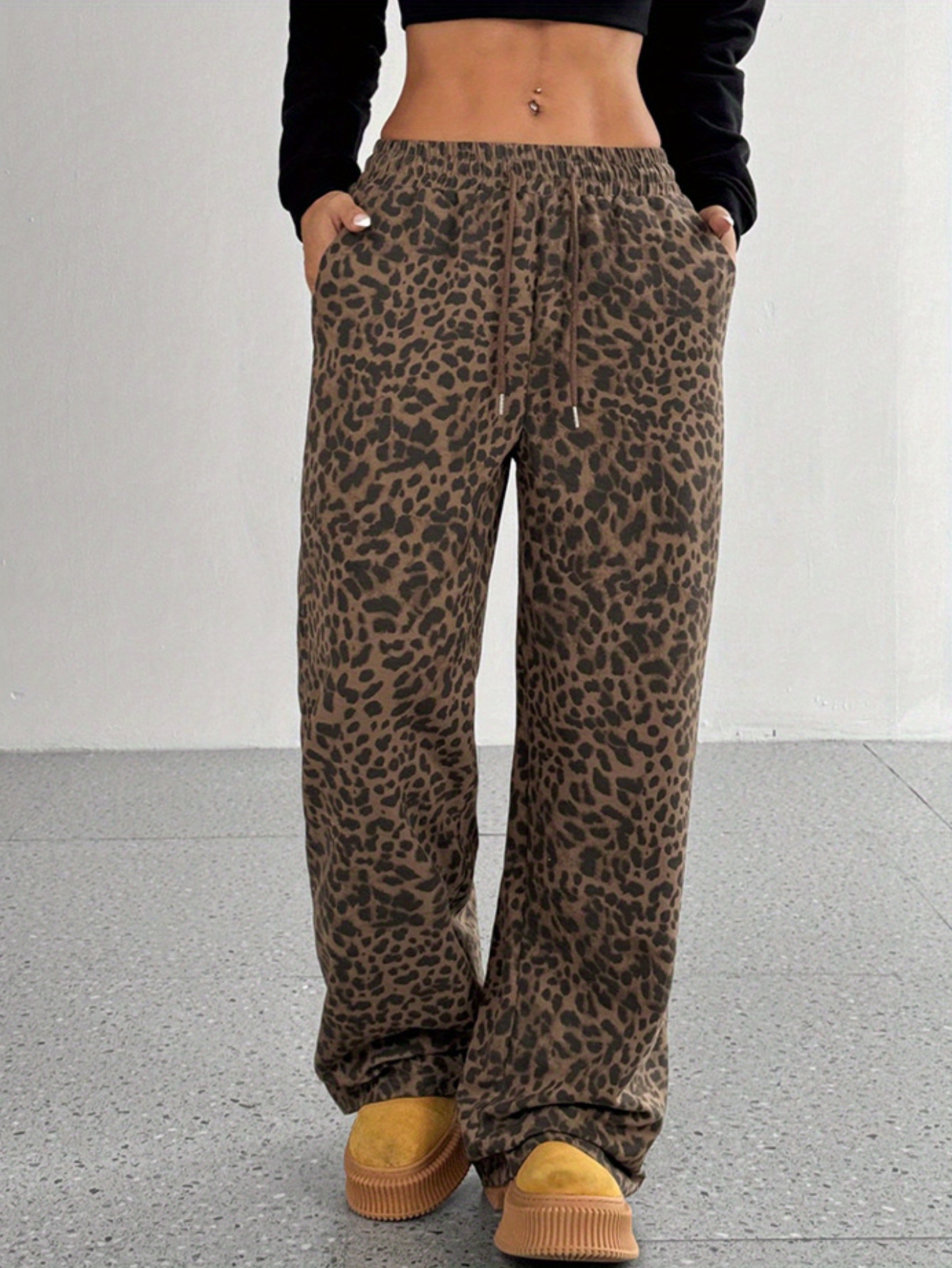 【EXPIRED GIRL】★韓国人気★ Leopard Big Sweatpants y2k print high waisted wide leg sweatpants women - Temu