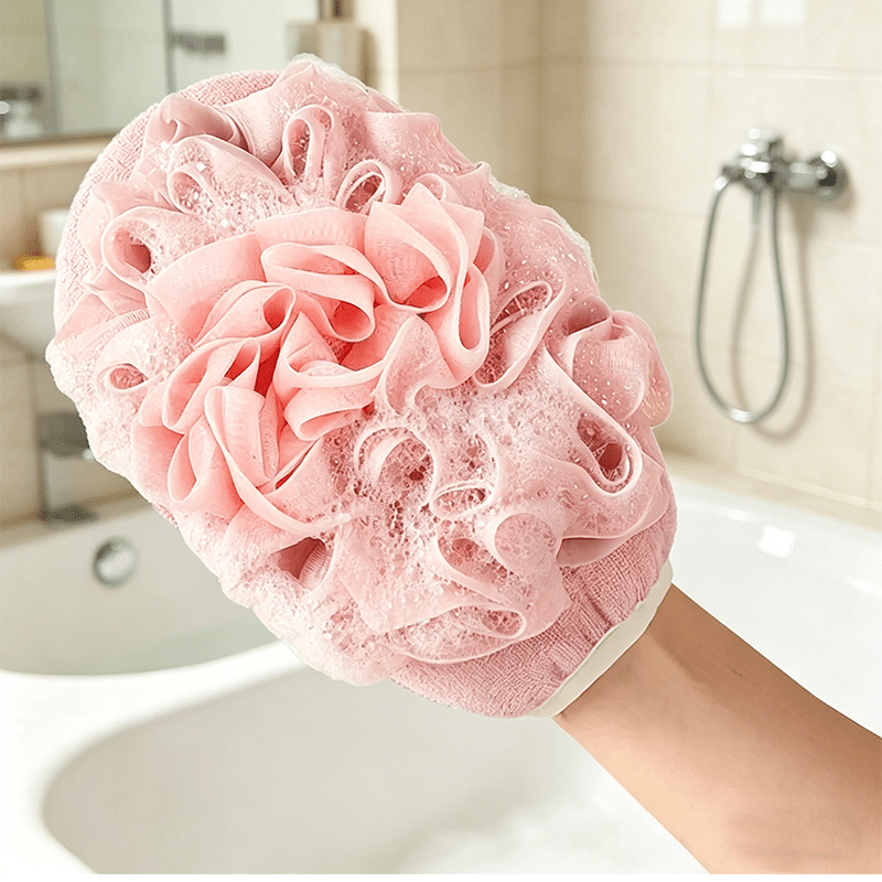 2pcs Soft Scrub Shower Glove and Hook Set for Bathing