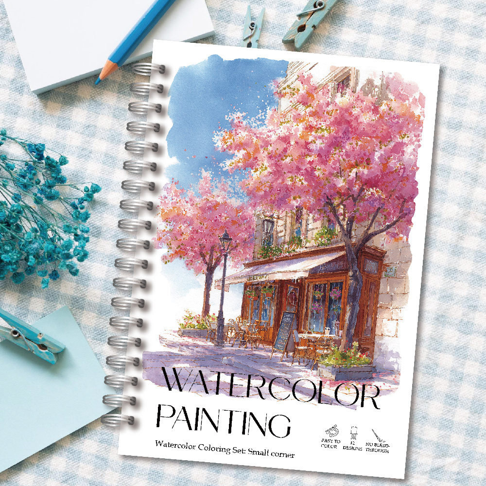 Image of Cozy Nooks Watercolor Coloring Book For Adults, Art Lovers' Coloring Book, 12 Exquisite Illustrations With Guides, Thickened Paper, No Bleed-through, Perfect Gift For Girls, Watercolor Paper