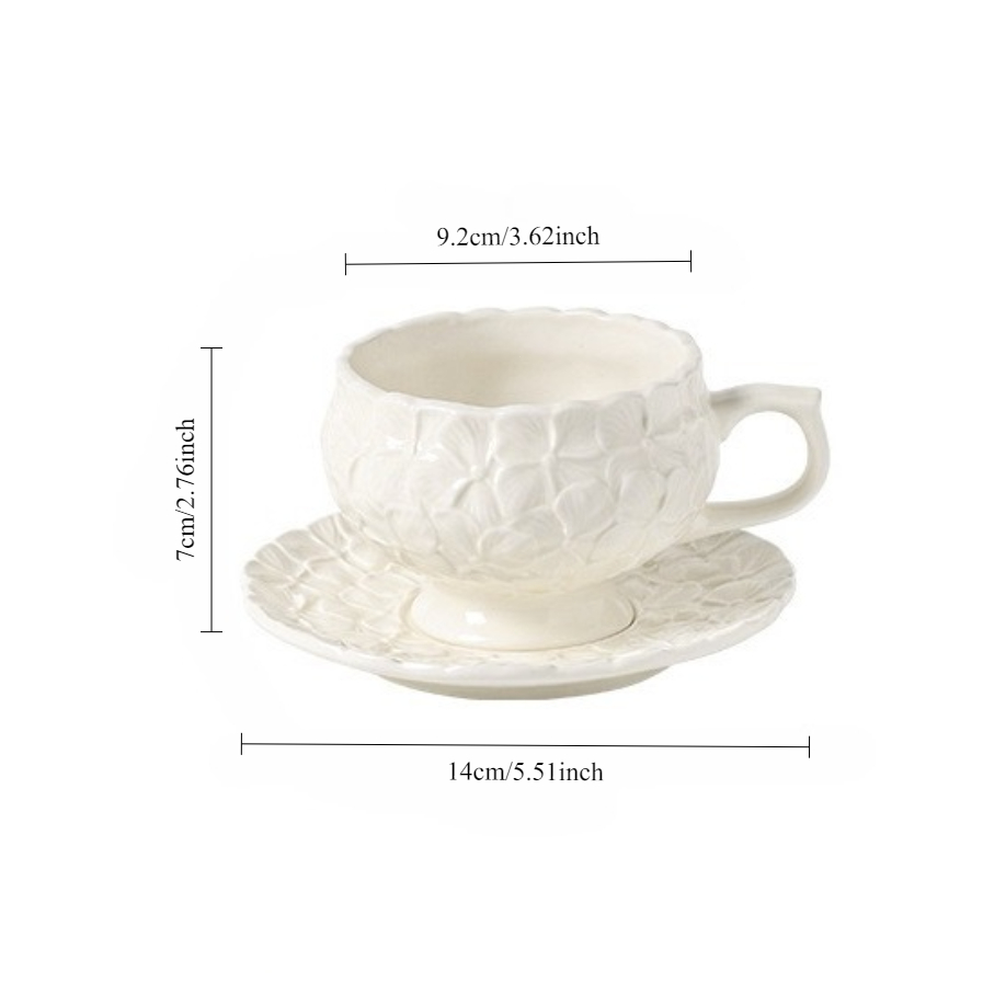 A 2pcs Afternoon Tea Set Featuring Ceramic Coffee Cups And Saucers (1 Cup & 1 Saucer), with a Generous 260Ml Capacity And a Beautiful Floral Design. It'S Dishwasher Safe for Convenient Cleaning