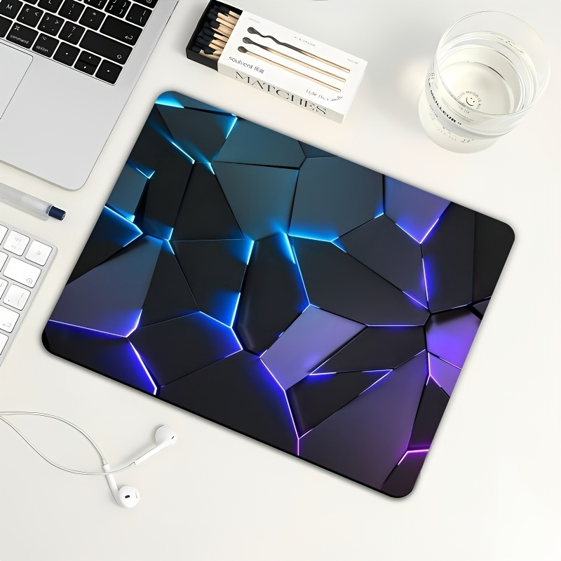 1pc Geometric Print Non-Slip Rubber Base Mouse Pad - Smooth Surface, Blue & Purple Design for Office, Laptop, Desktop - Stylish Desk Accessory, Mouse Pads for Desk, Office Accessory, Sleek Accessory, Modern Aesthetic, Highquality Material, Durable Surface