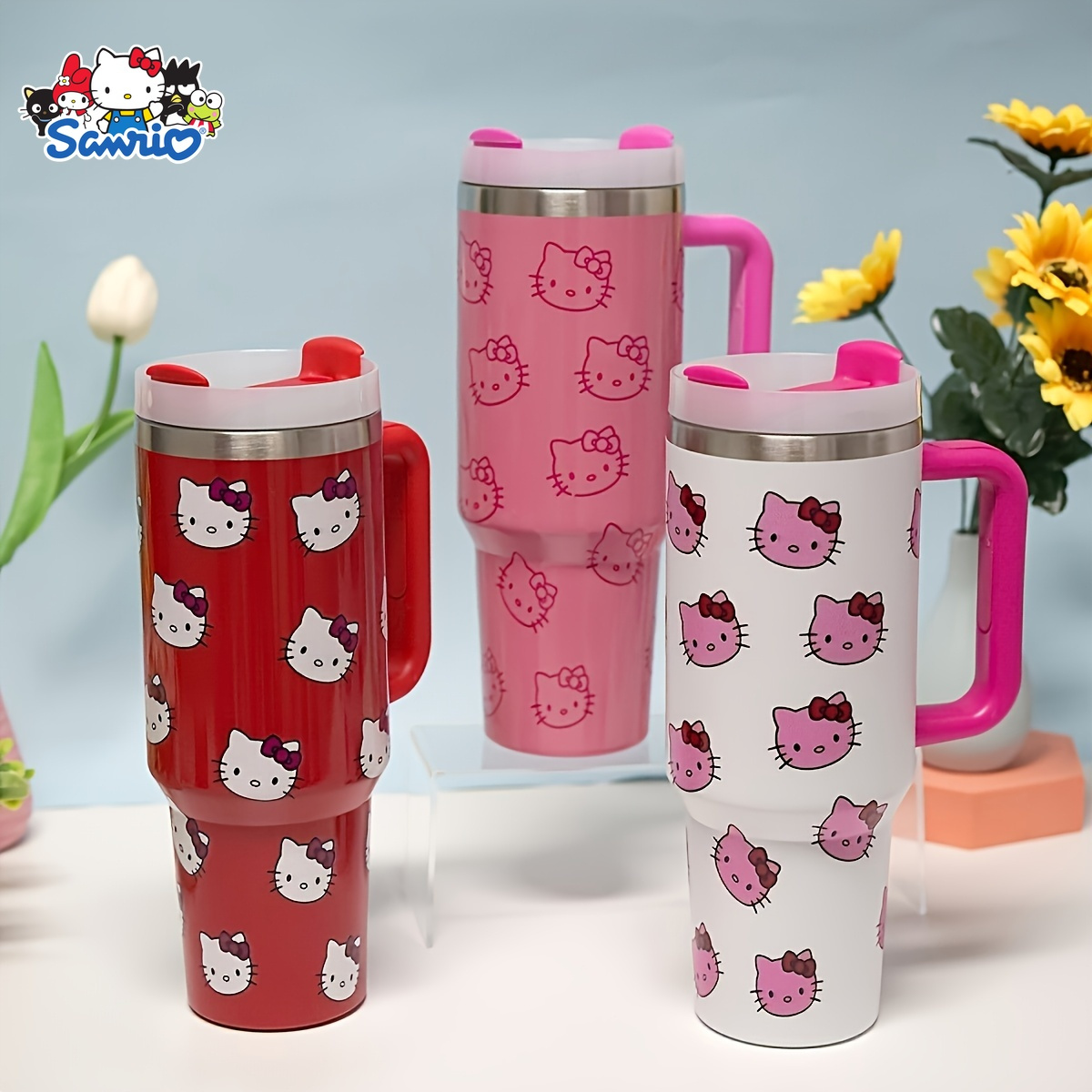 

Sanrio Hello Kitty 40oz Stainless Steel Insulated Travel Mug - Large Capacity Cup With Pink Handle & Rim, Drinks, Ideal Birthday, Christmas & New Year Gift, Coffee Travel Mug