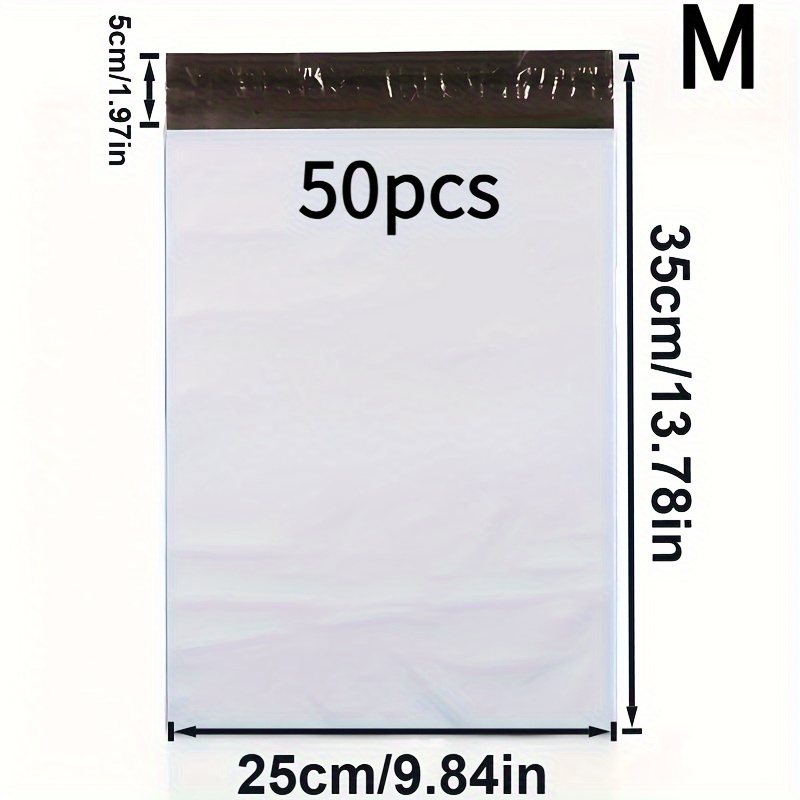 TEMU S(20*30cm), M(25*35cm), L(28*42cm), XL(35*50cm), XXL(45*60cm). 50 weiße Kurierbeutel zur Aufbewahrung zum Versand von Umschlägen, selbstklebende