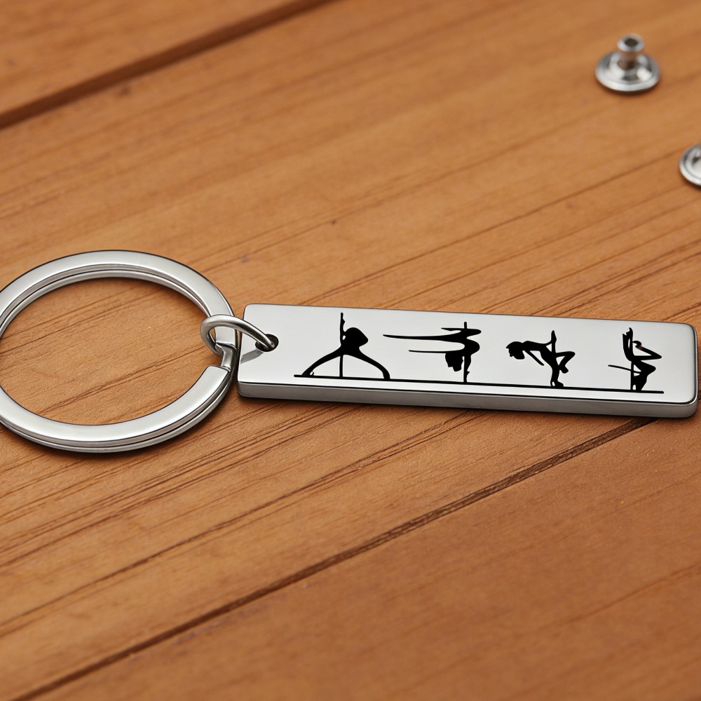 TEMU Porte-clés Art de la Danse Tube d'Acier Silhouette de Danseuse de Poteau Dynamique, Acier Inoxydable, pour les Passionnés de Danse, Accessoire