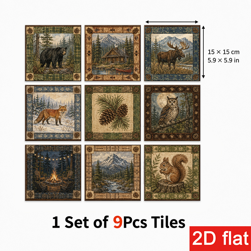TEMU Autocollants de carreaux d'ardoise 2D plats 9 pièces 15x15cm (5.9x5.9in) dépolis - Carreaux muraux auto-adhésifs à et coller pour dosseret de
