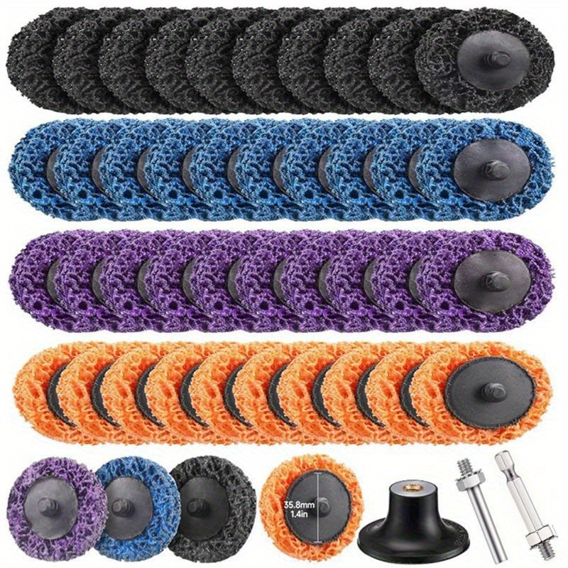 Image of 40pcs 2-inch Easy-peel Drill Bit Grinding Wheel Set, Grinding Wheel, Blue, Black, Purple, Orange Combination, For Cleaning Weld Rust And Paint Removal