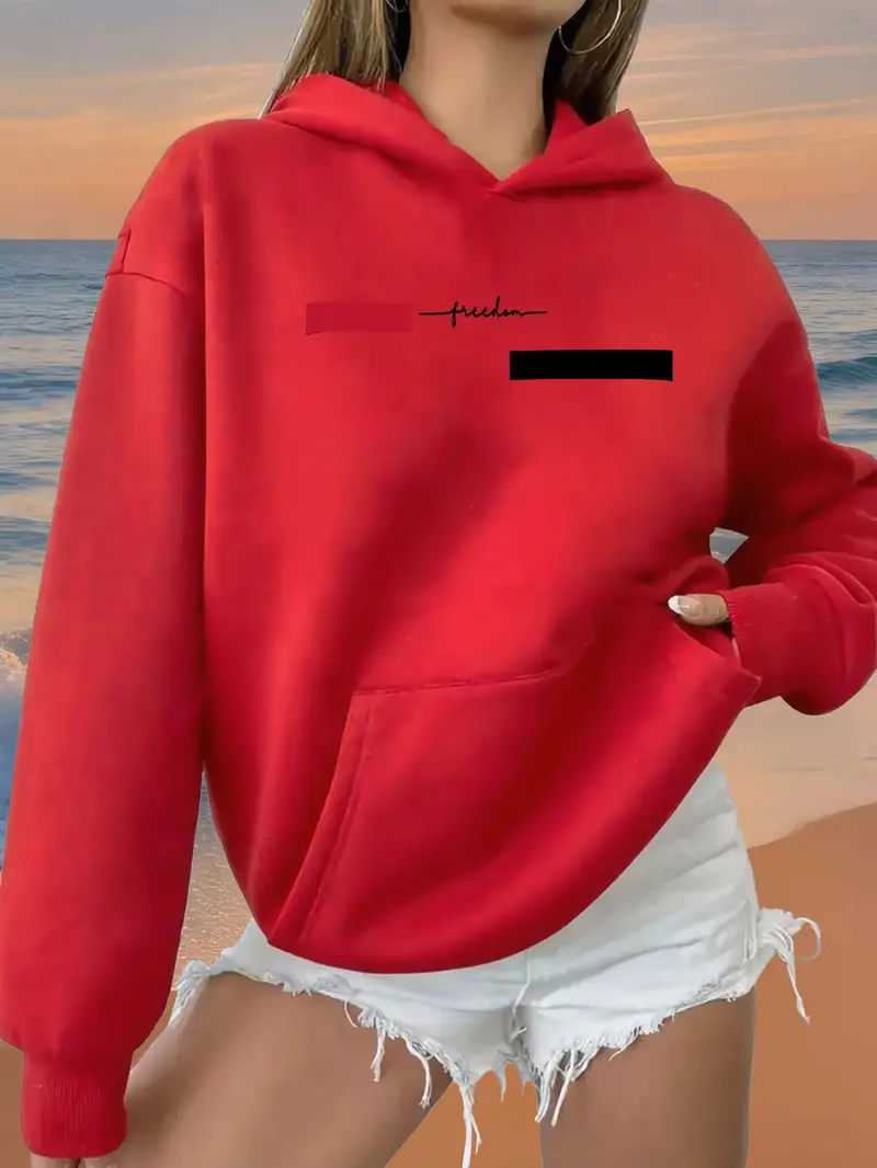 Red Women's Oversized Hooded Sweatshirt