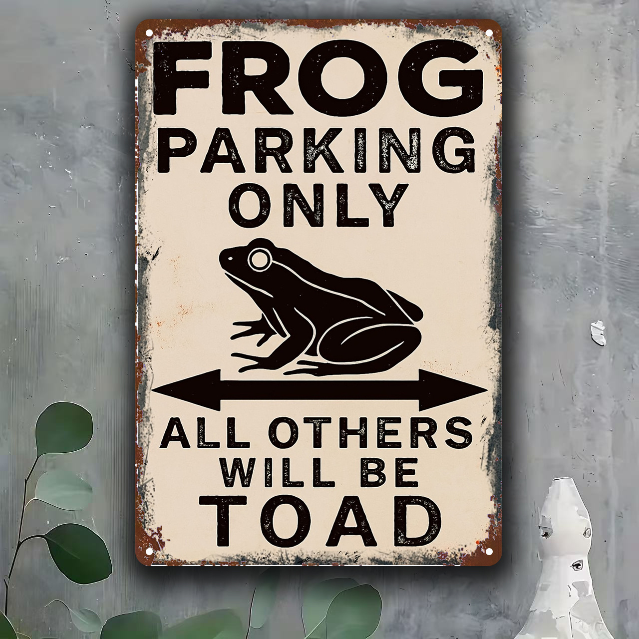 TEMU 2d Flat, 2d Flat Single-piece Fun Frog Parking Sign | Wooden Decor With Distressed Beige And - 8x12 Inches, Humorous "frog Parking Only" And "